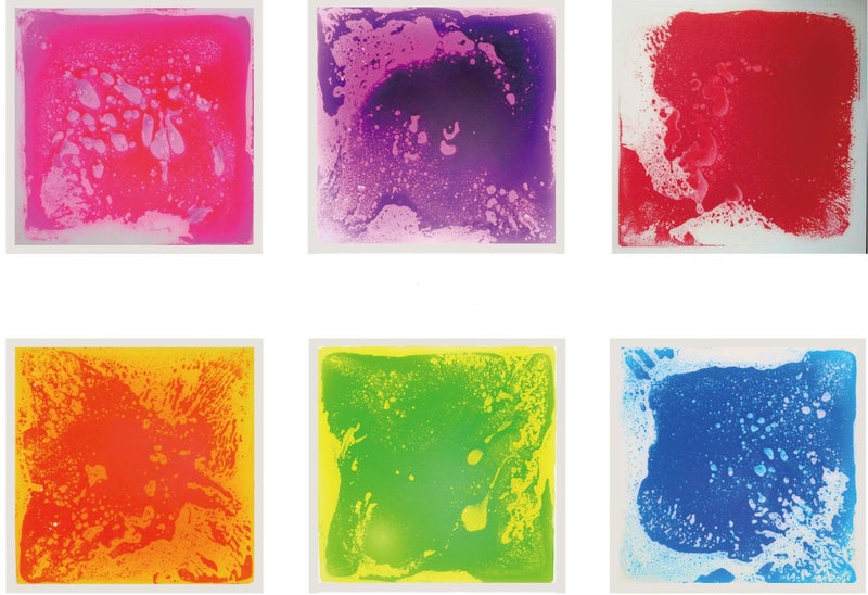 Crystiles Six (6) Assorted Color 12''X 12'' Liquid Floor Tile - ASTM, BS EN71, CPSIA Certified,Liquid Sensory Floor Decorative Tiles, 6 Tiles - Image 1